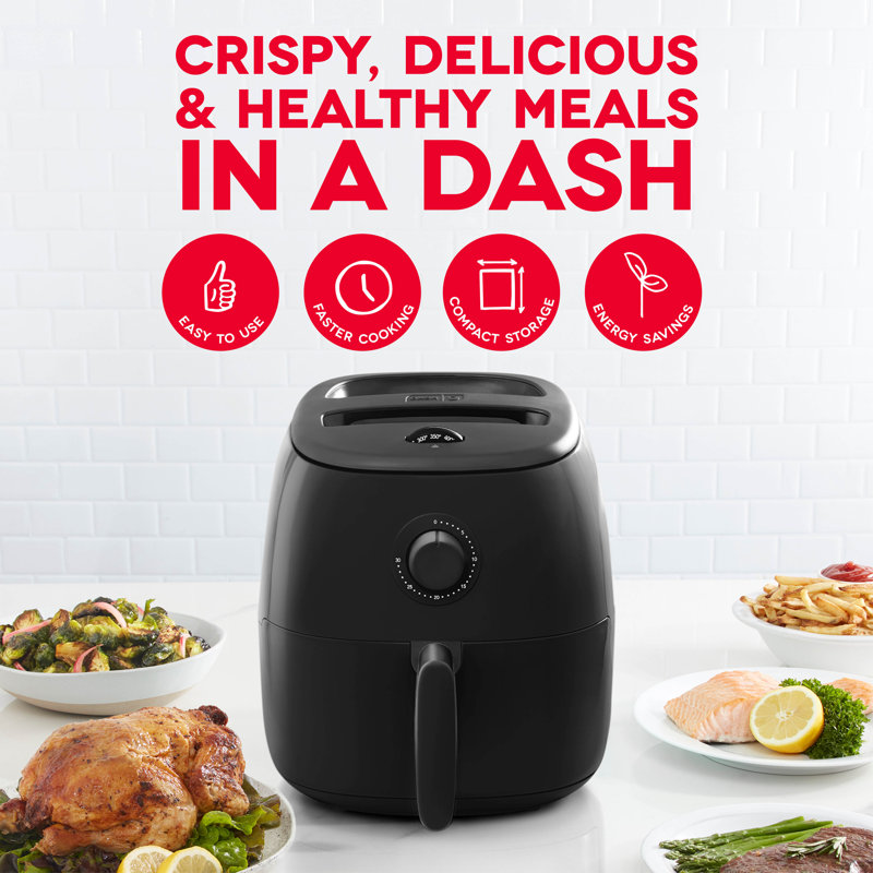 Tasti Crisp Family Size Air Fryer 6 Qt. Black